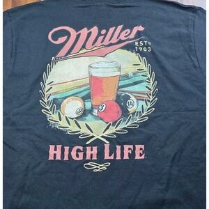 Miller High Life Billiards Pool Table Black T-Shirt Size Large